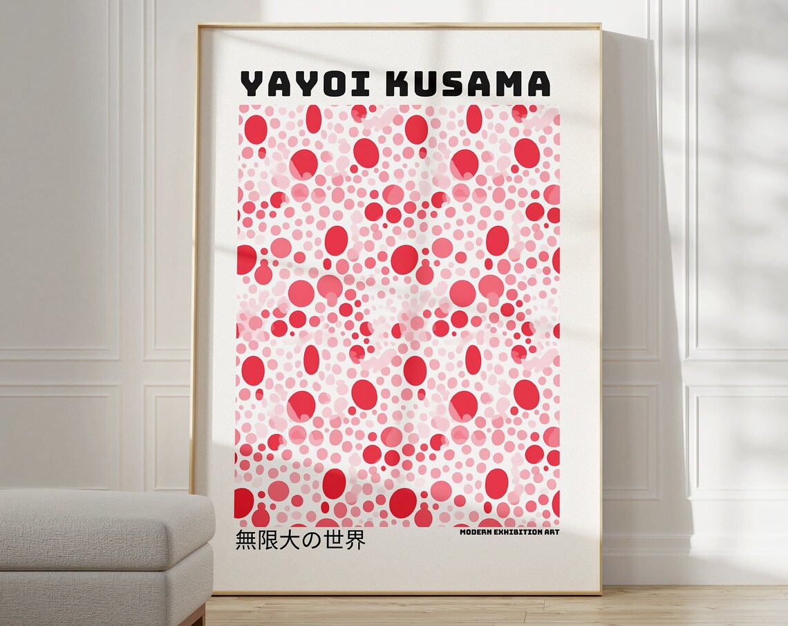 Yayoi Kusama Abstract Poster, Japandi Gallery Wall Art
