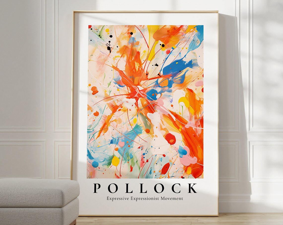 Jackson Pollock Abstract Maximalist Art Print, Modern