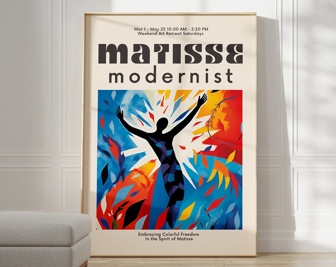 Matisse Modernist Figure Arms Raised Colorful Freedom Art Poster