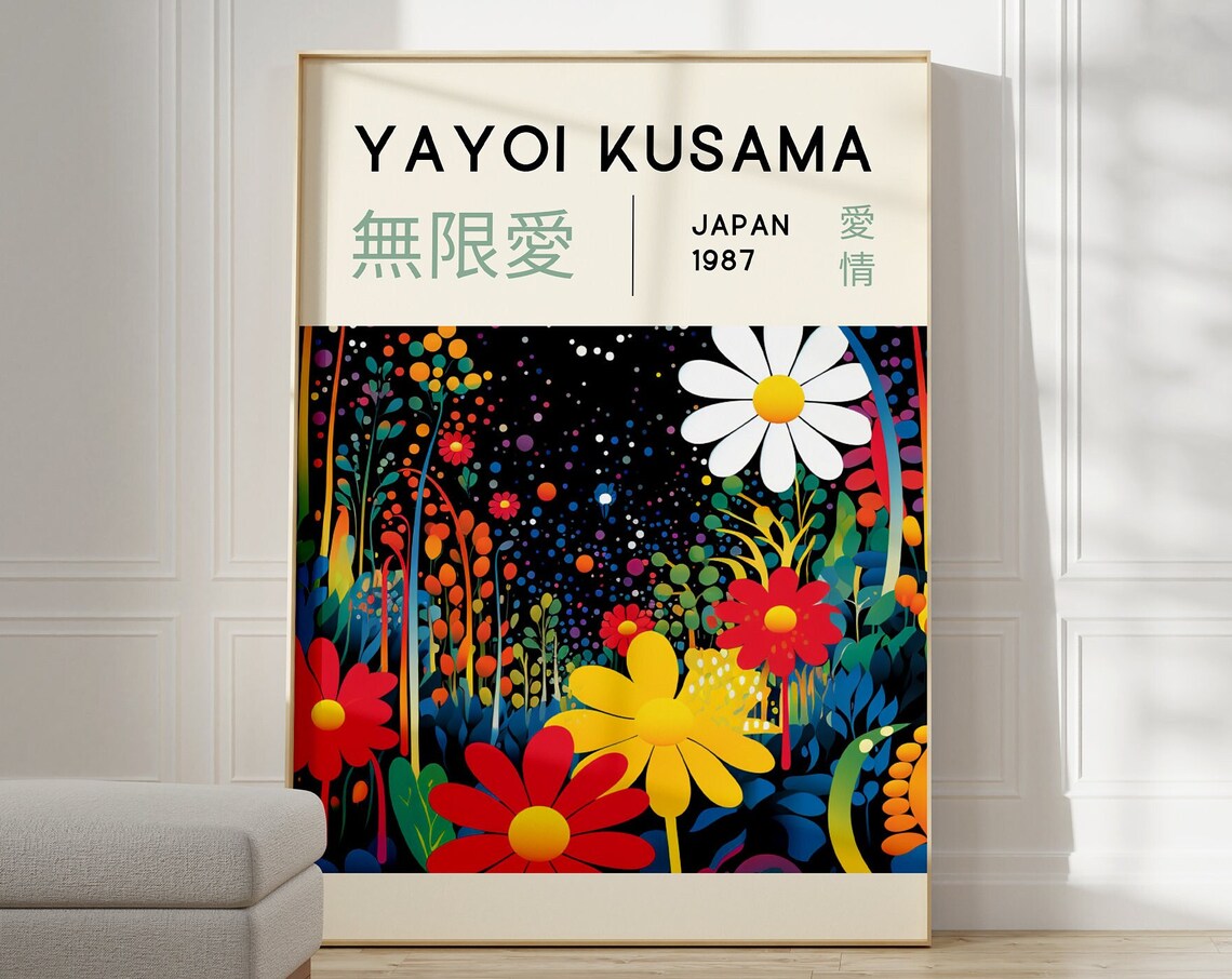 Yayoi Kusama 1987 Japan Bold Dot Garden Flower Field Art Poster