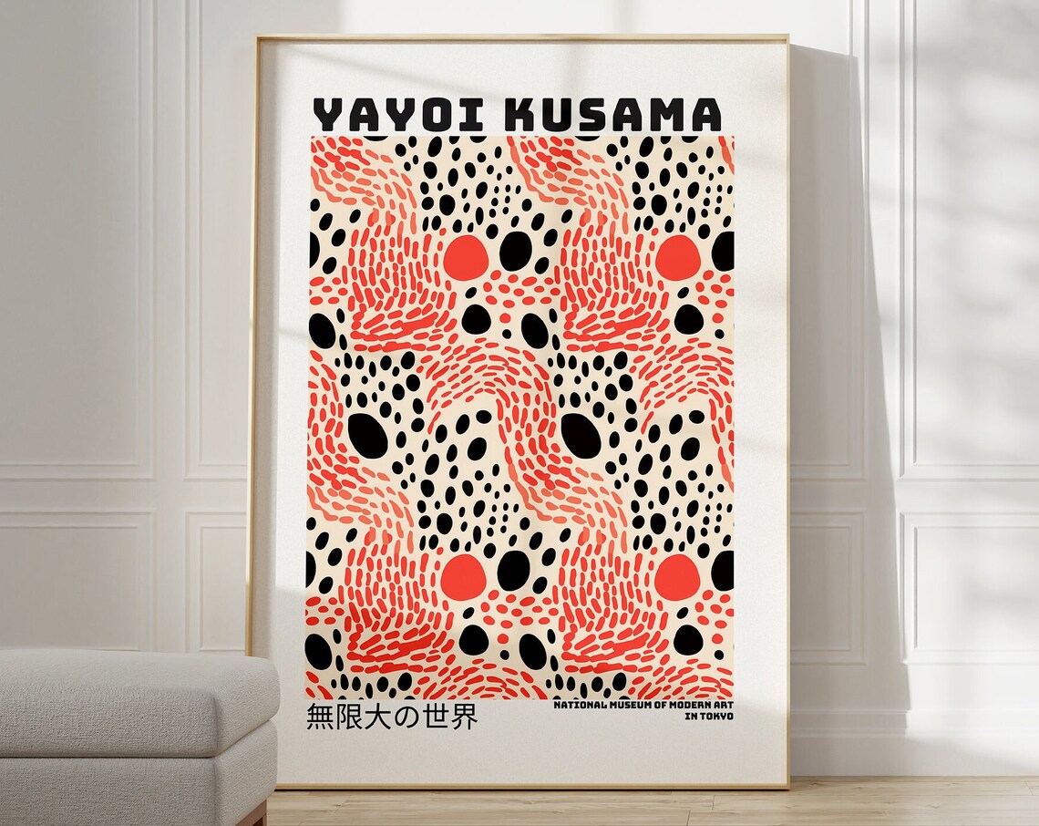 Yayoi Kusama Abstract Poster, Japandi Wall Art