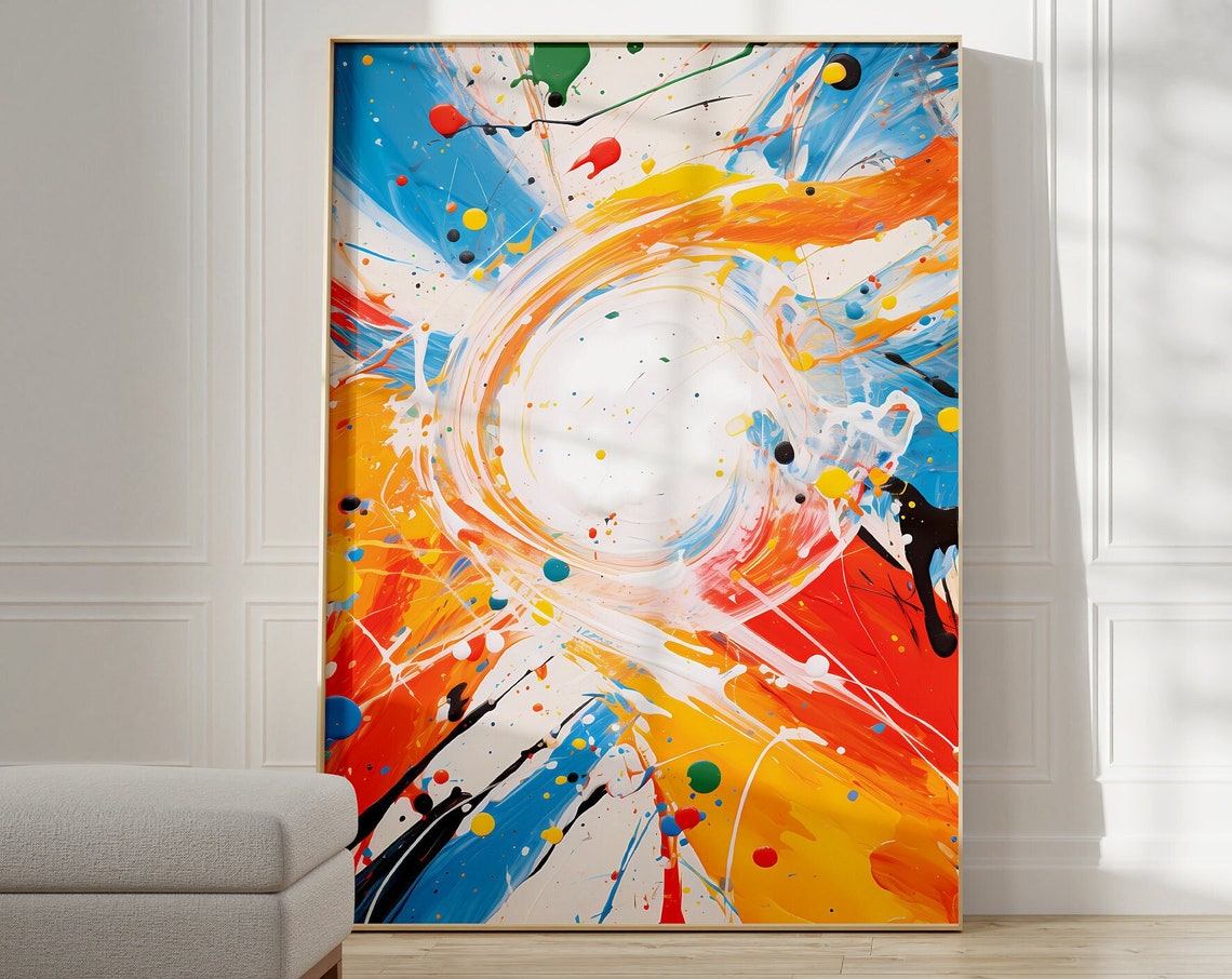Jackson Pollock Style Colorful Paint Swirl Splash Abstract Art Poster
