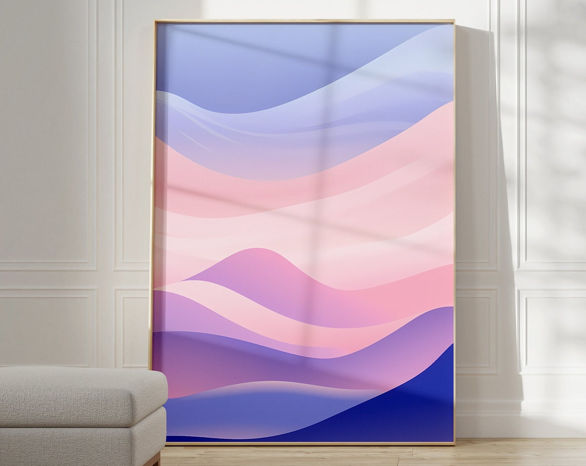 Lavender Blush Waves Calm Pastel Gradient Abstract Art Poster