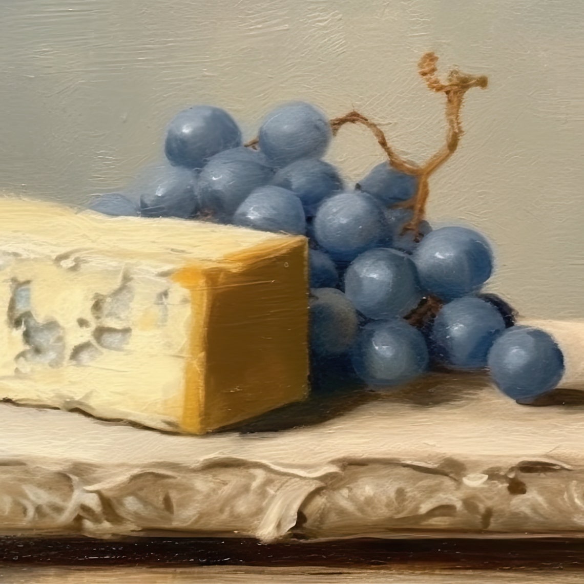 Cheese and Grape Still Life Vintage French Kitchen Table Poster - Image 3