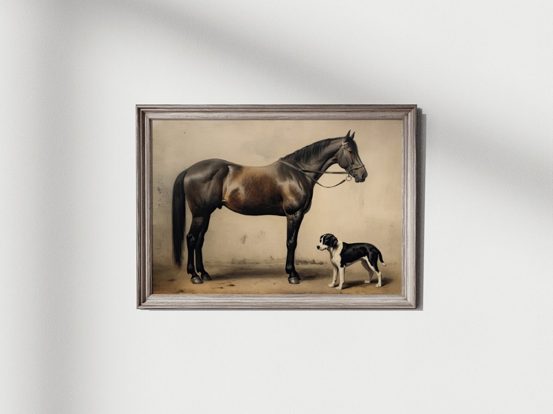Vintage Farm Animals Painting Farm House Wall Decor Vintage Animal Print Vintage Horse Print Antique Dog Painting Art - Image 2