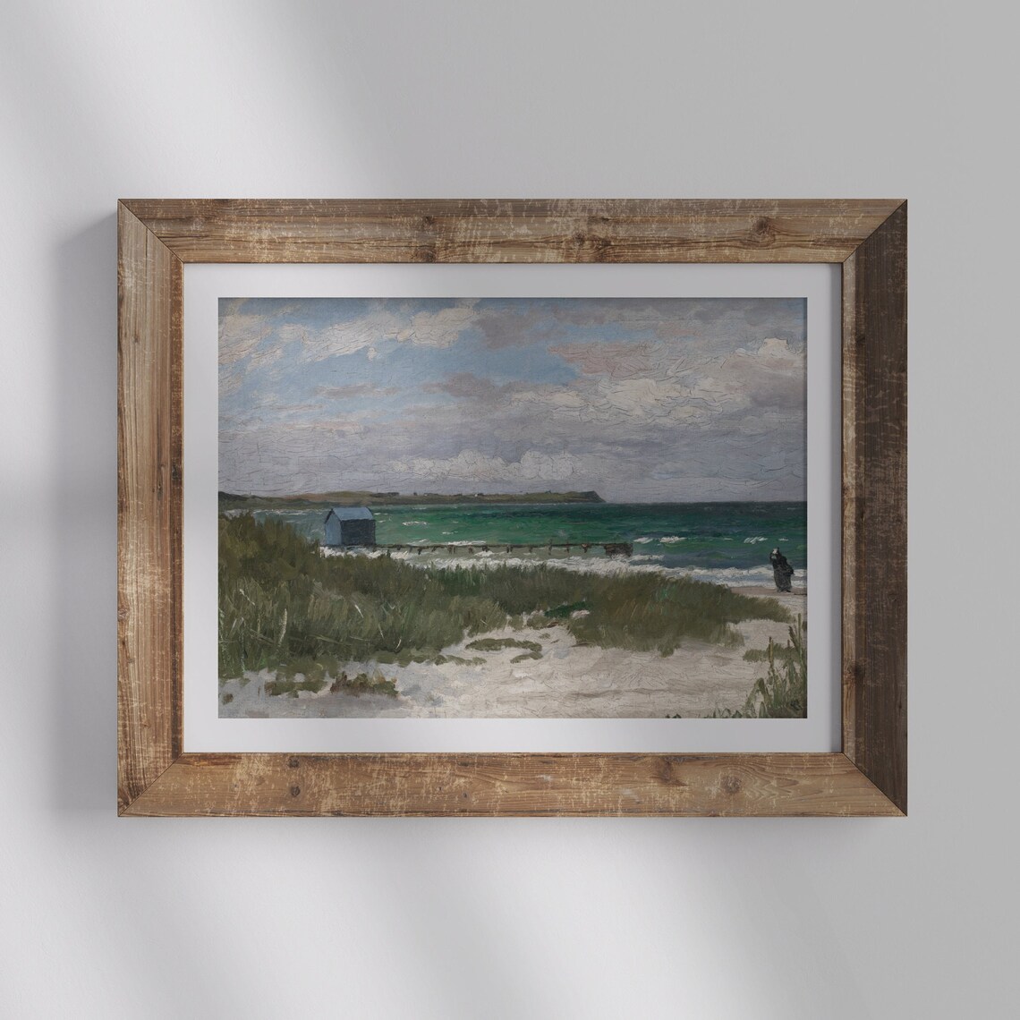Scandinavian Beach Dunes Bath House Pier Nordic Coastal Seascape Travel Poster - Image 3