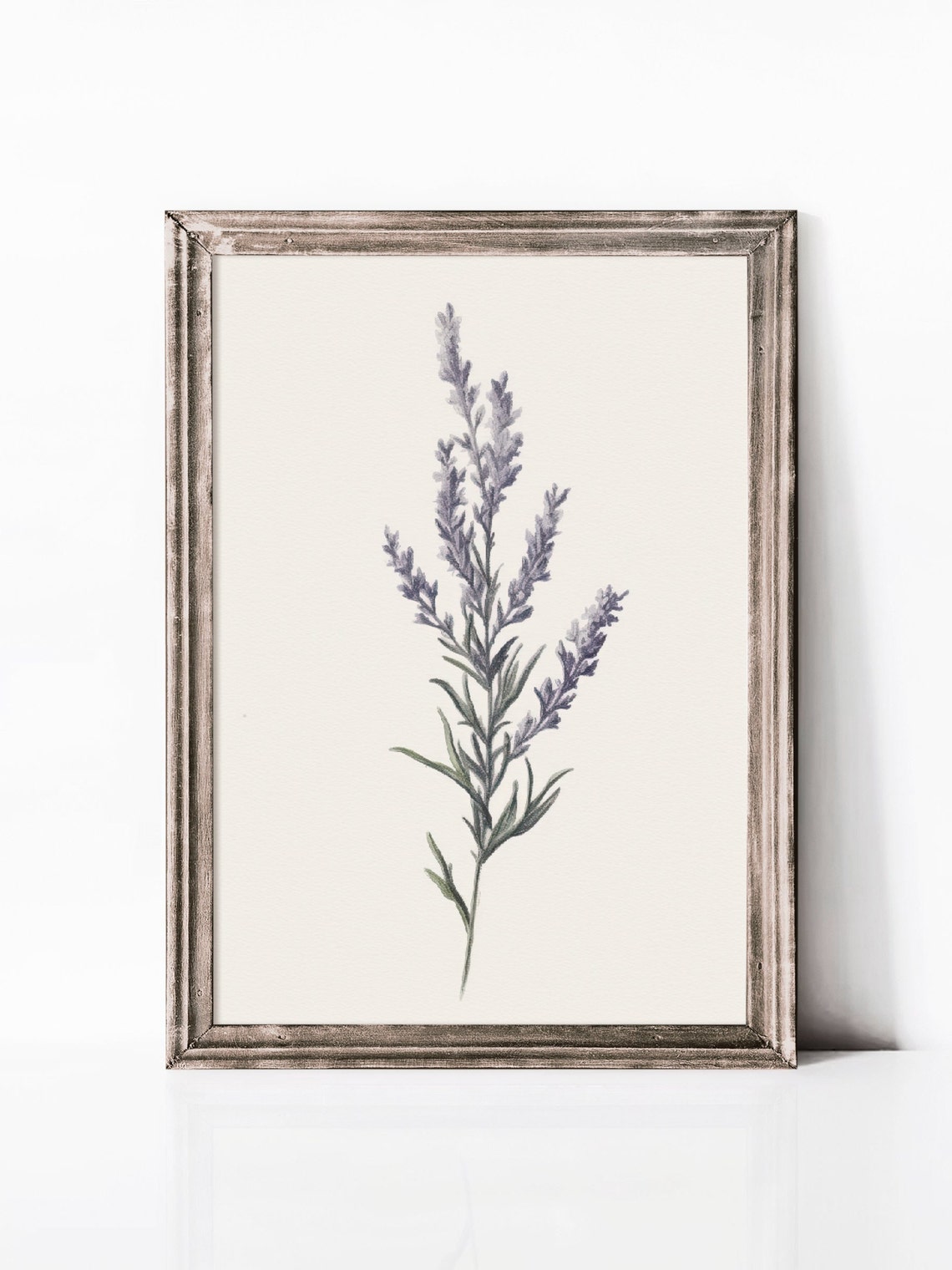Minimal Lavender Botanical Sketch On Cream Paper Modern Floral Print - Image 2