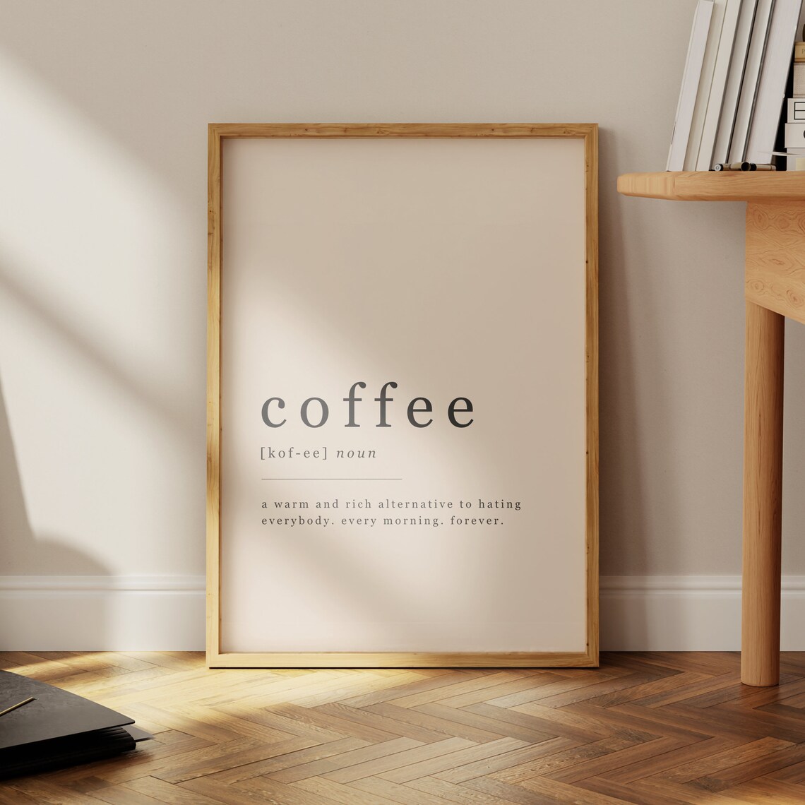 Coffee Definition Art Print, Kitchen Coffee Corner
