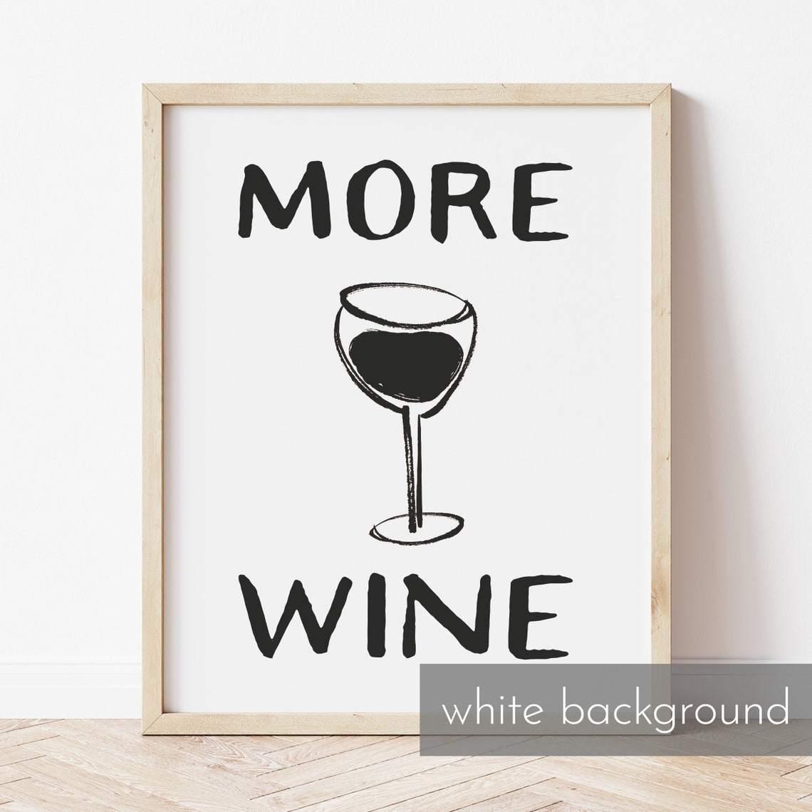 More Wine Black Text with Wine Glass Kitchen Typography Print - Image 3