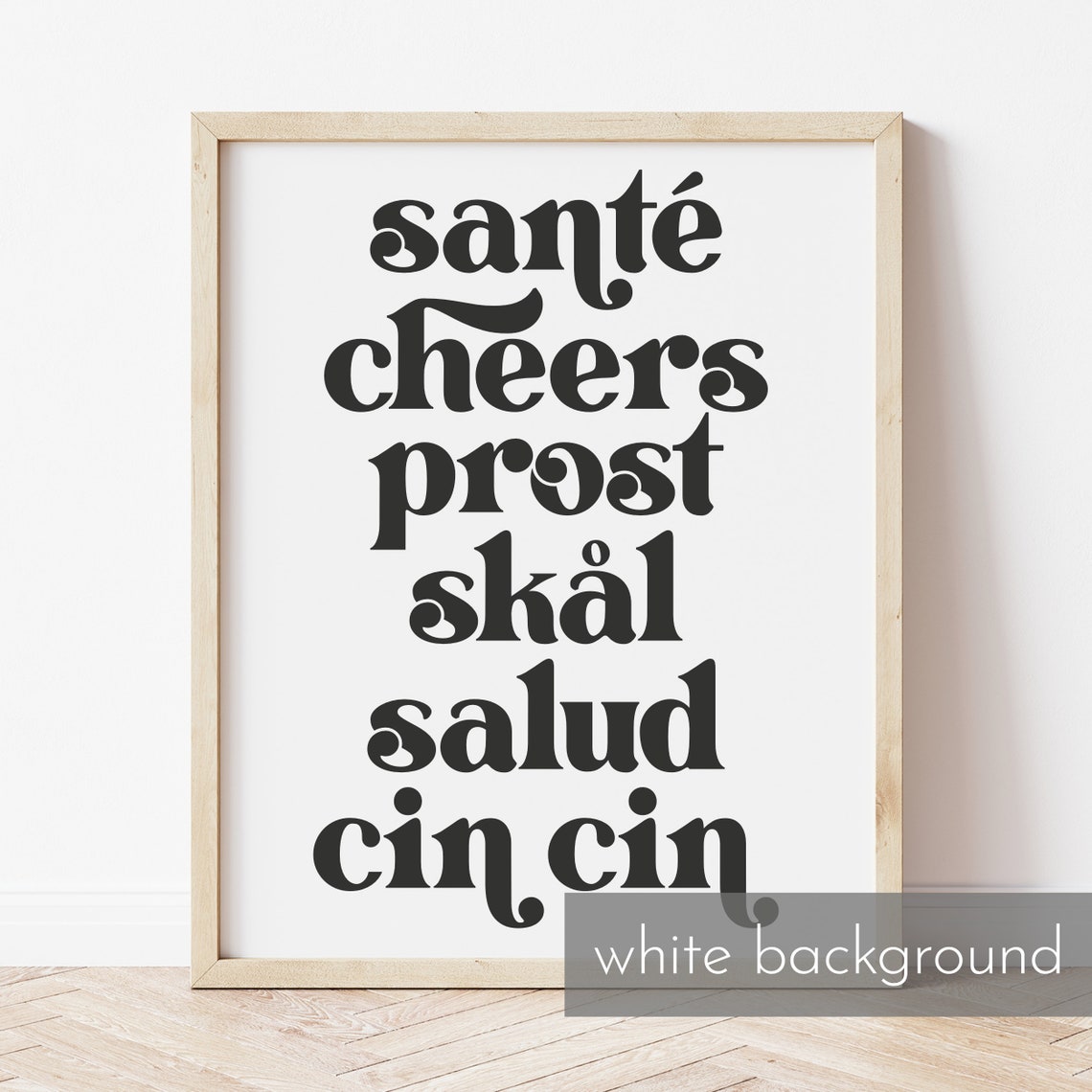 Santé Cheers Prost Multilingual Bar Cart Toast Typography Poster - Image 3
