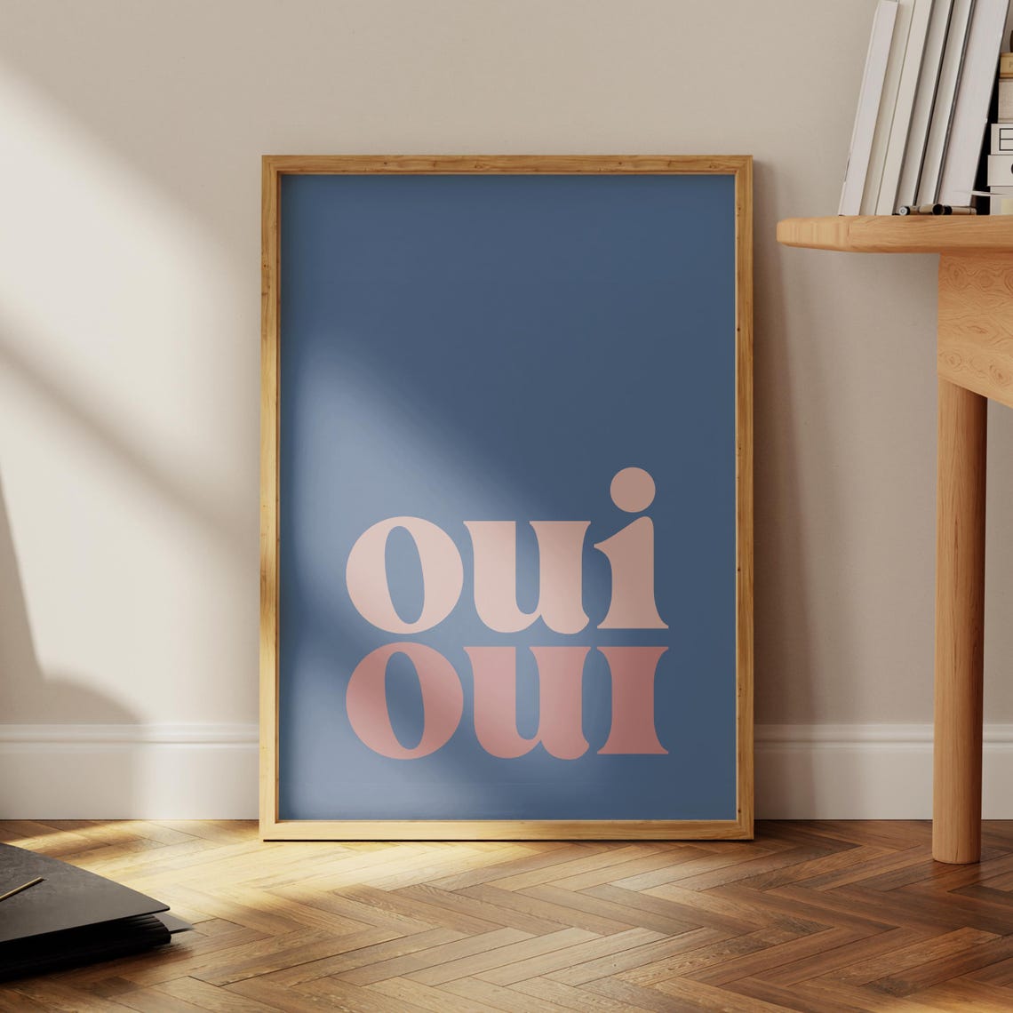 Oui Oui Pink and Blush French Typography Navy Cloakroom Poster - Image 4