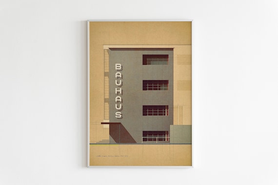 Bauhaus Dessau School Building Facade Vertical Letters Architecture Art Poster