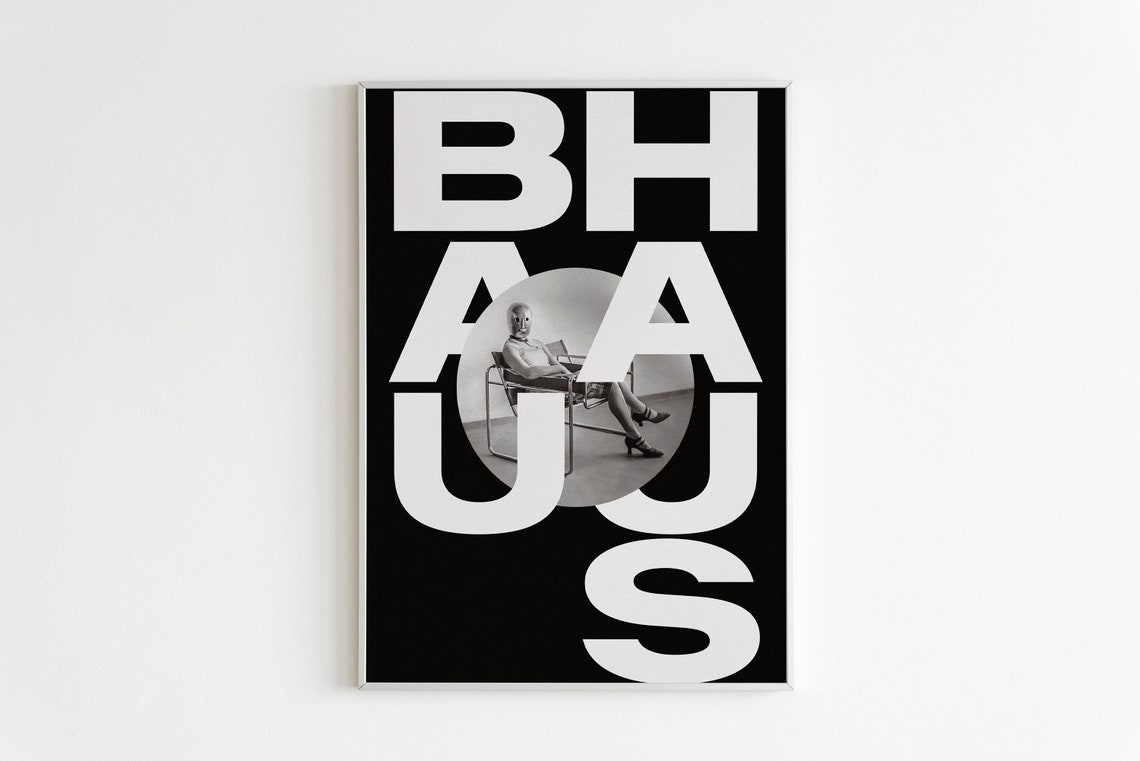 Bauhaus Typography Black and White Vintage Photo Graphic Design Poster
