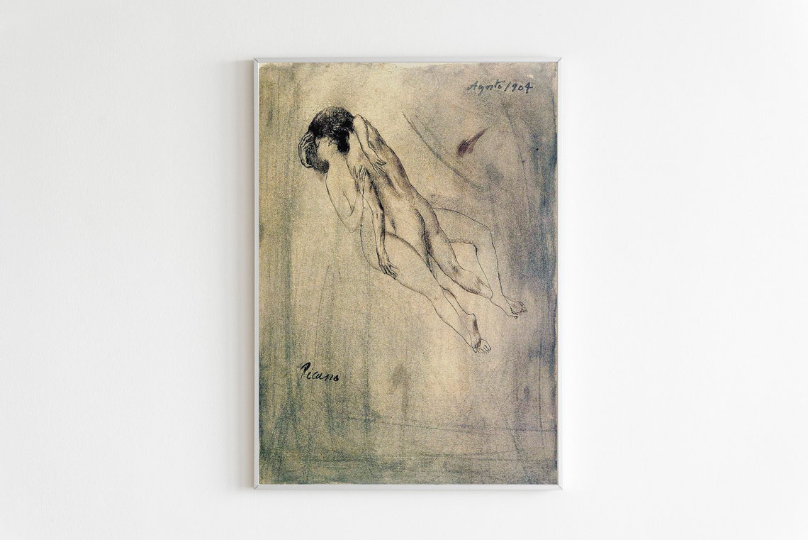 Picasso Les Amants 1904 Lovers Pencil Sketch Romantic Art Poster