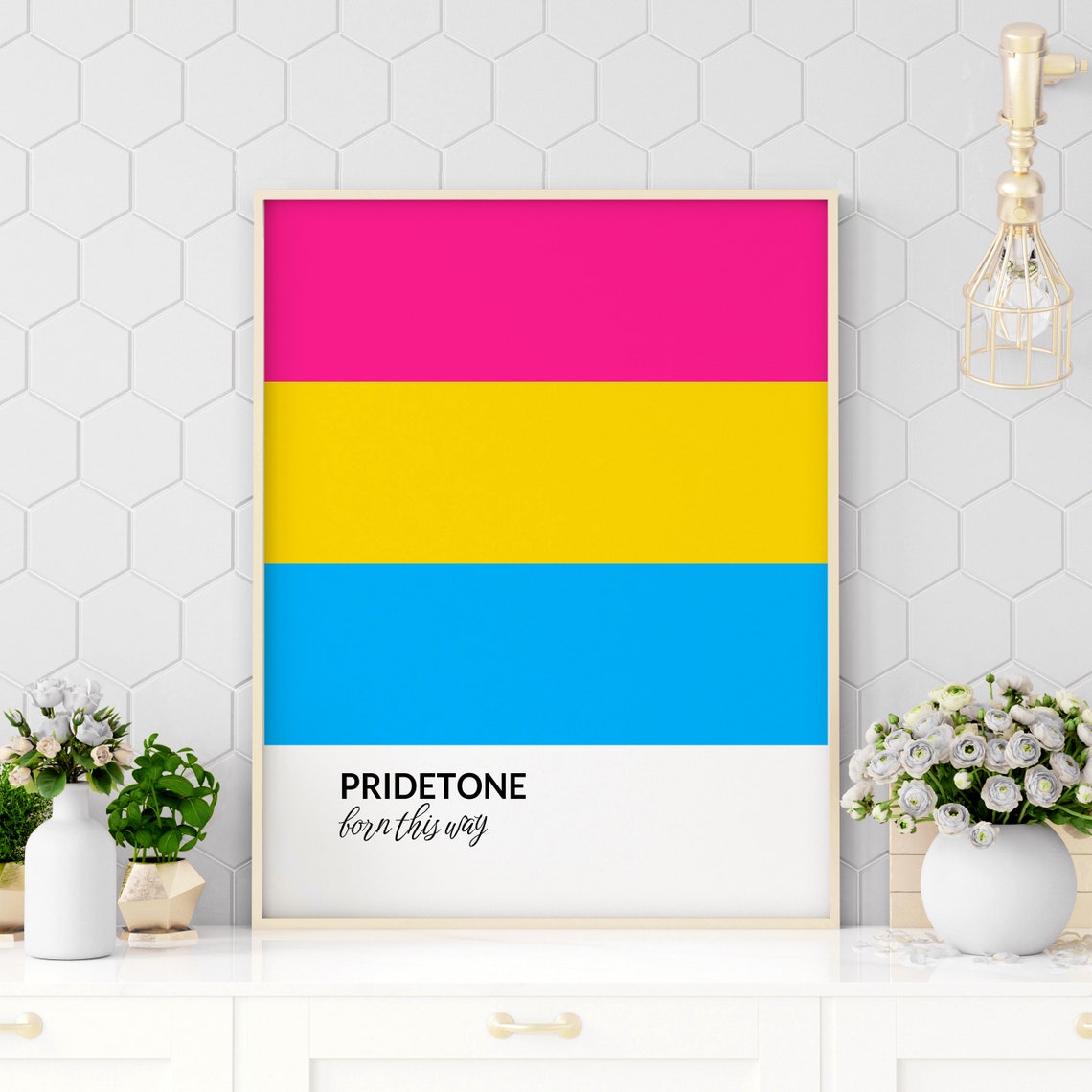 PRIDETONE Born This Way Pansexual Pride Flag Color Block Poster