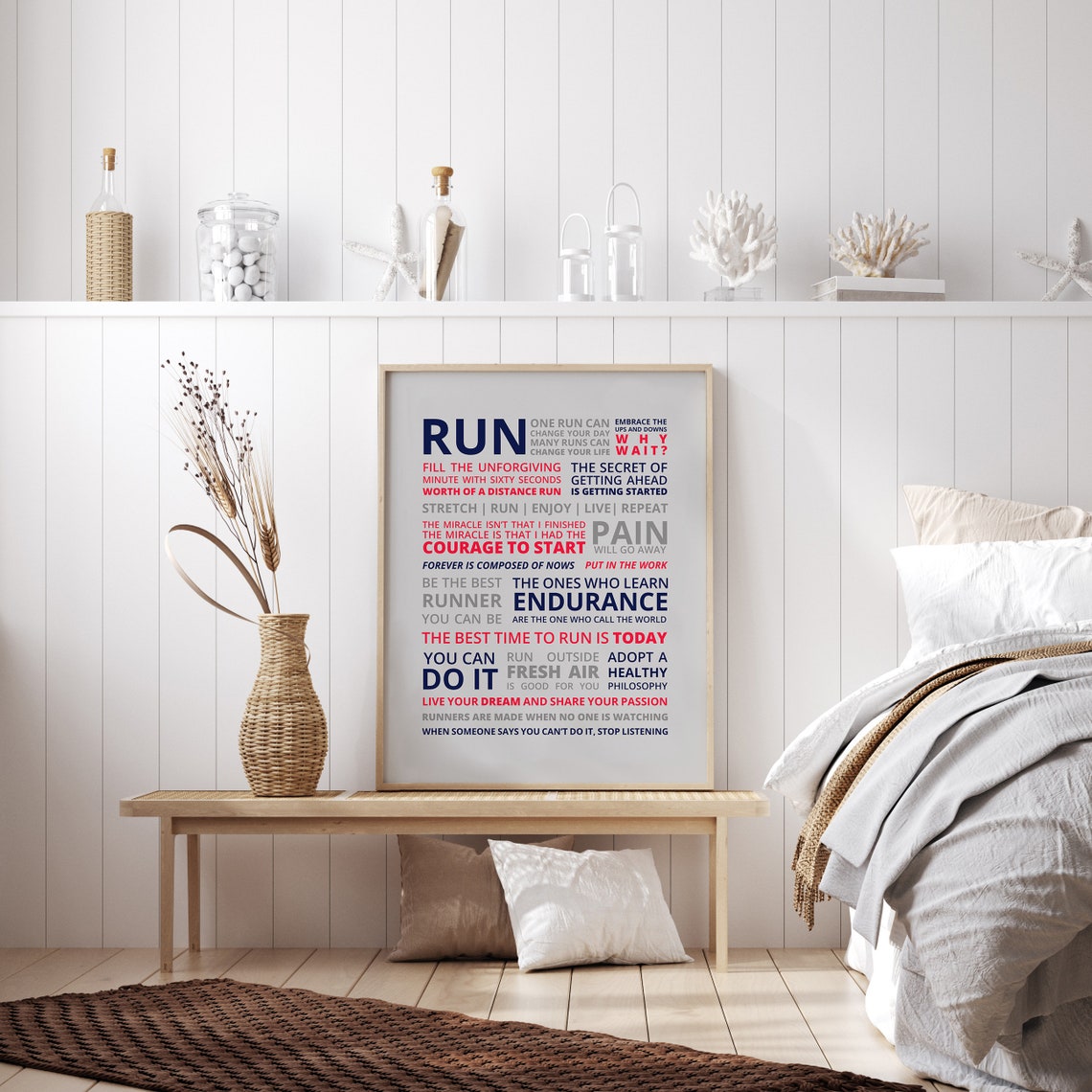 Navy Red Run Runner Manifesto Typographic Light Background Poster - Image 3