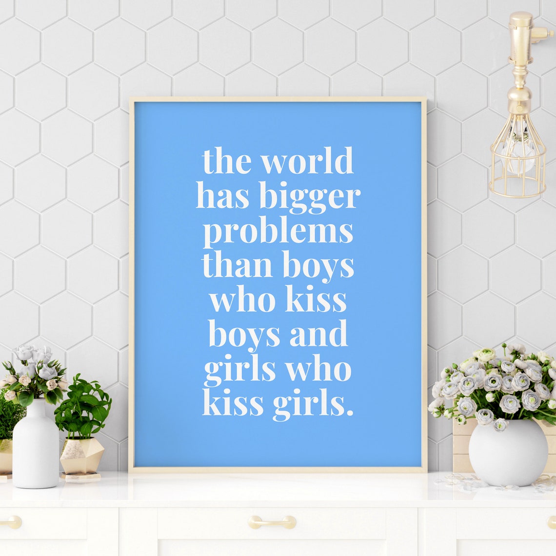 The World Has Bigger Problems Sky Blue Boys Kiss Boys Poster