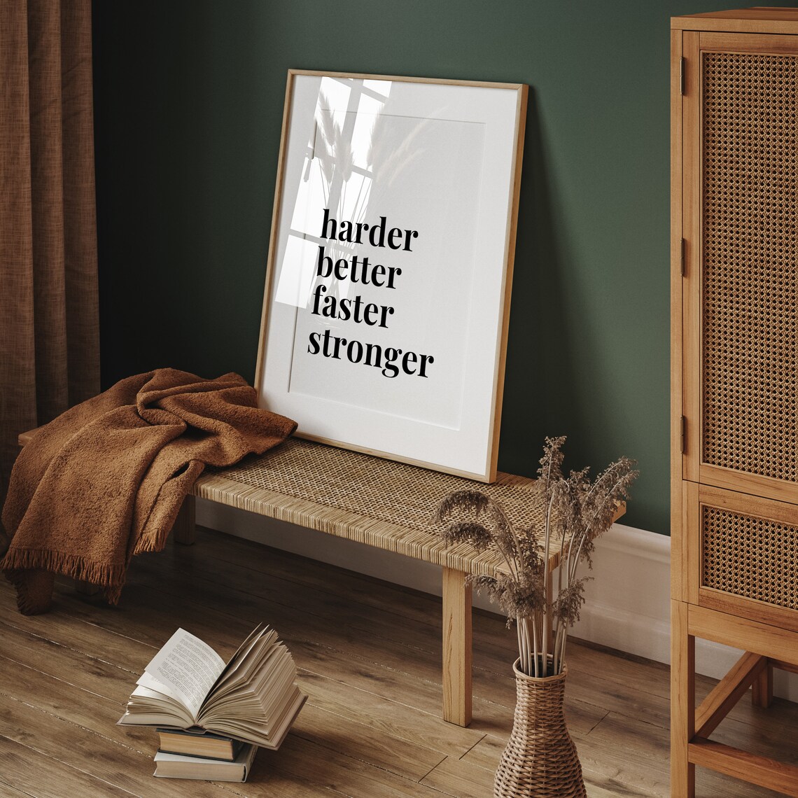 Harder Better Faster Stronger Bold Training Motto Quote Poster - Image 2
