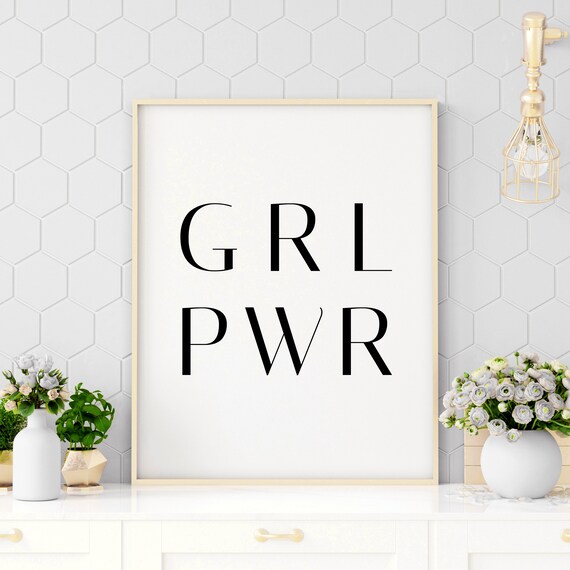 Grl Pwr Bold Typography Girl Power Feminist Wall Decor Poster