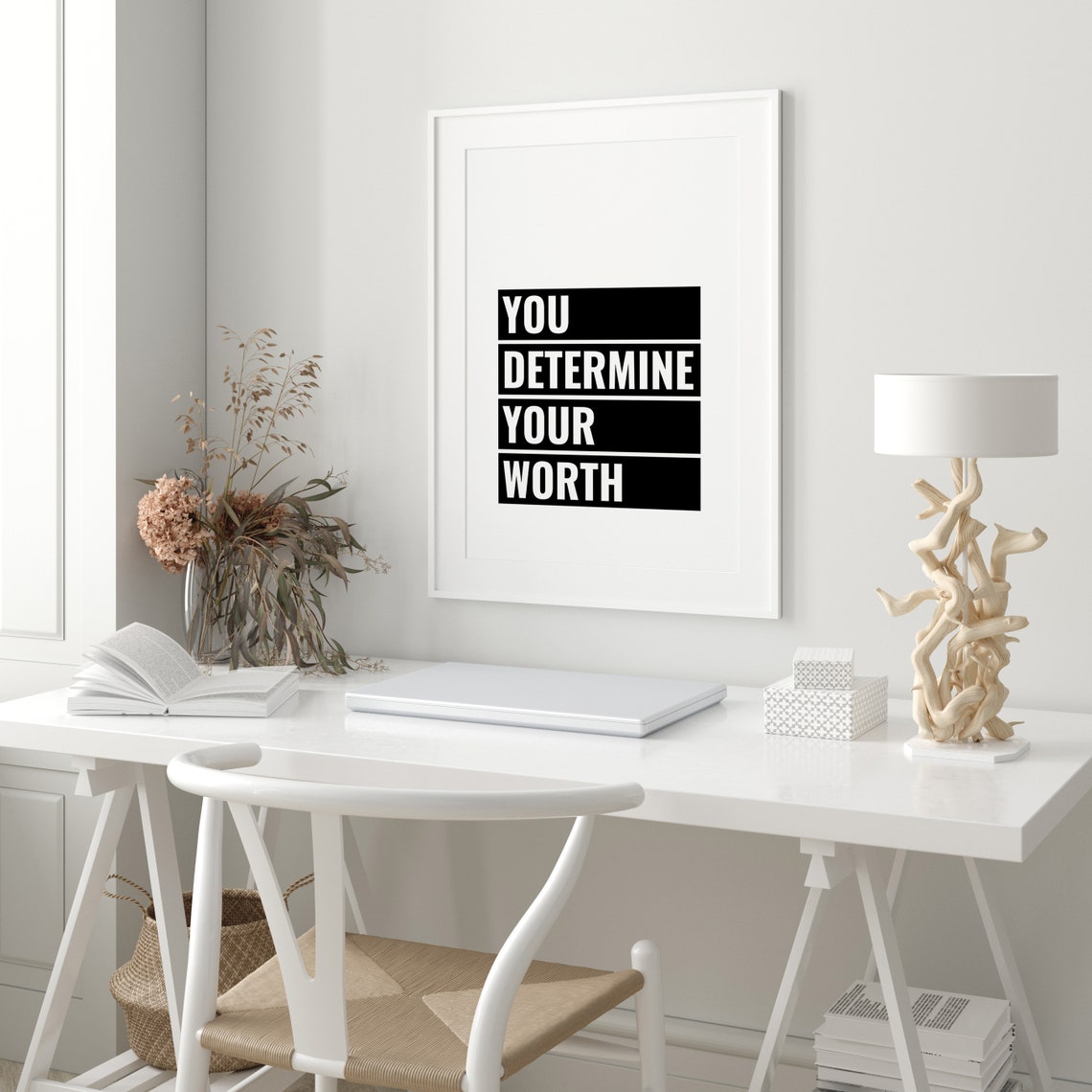 You Determine Your Worth Self Esteem Empowerment Quote Poster - Image 3