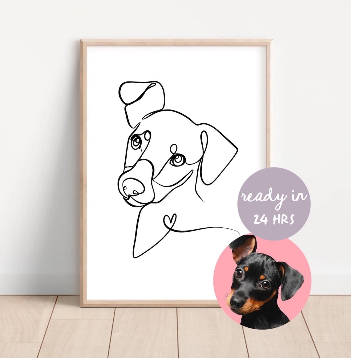 Custom One Line Dog Portrait, Dog Line Art Print
