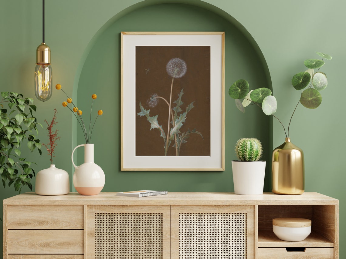 Dandelion Seed Head Butterfly Vintage Botanical Study Art Poster - Image 3