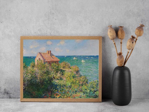Wall Art Claude Monet Fishermans Cottage On The Cliffs Monet Wall Art Impressionist Landscape Painting Coastal Print