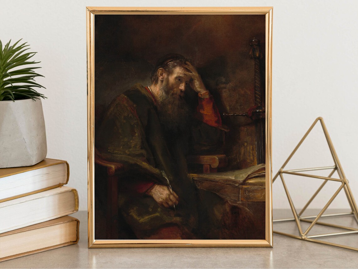 Apostle Paul By Rembrandt Art Print, Baroque Classic - Image 5