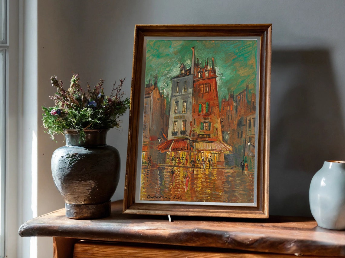 Paris Night Hotel Street Vintage Nightlife Cityscape Painting Poster - Image 2