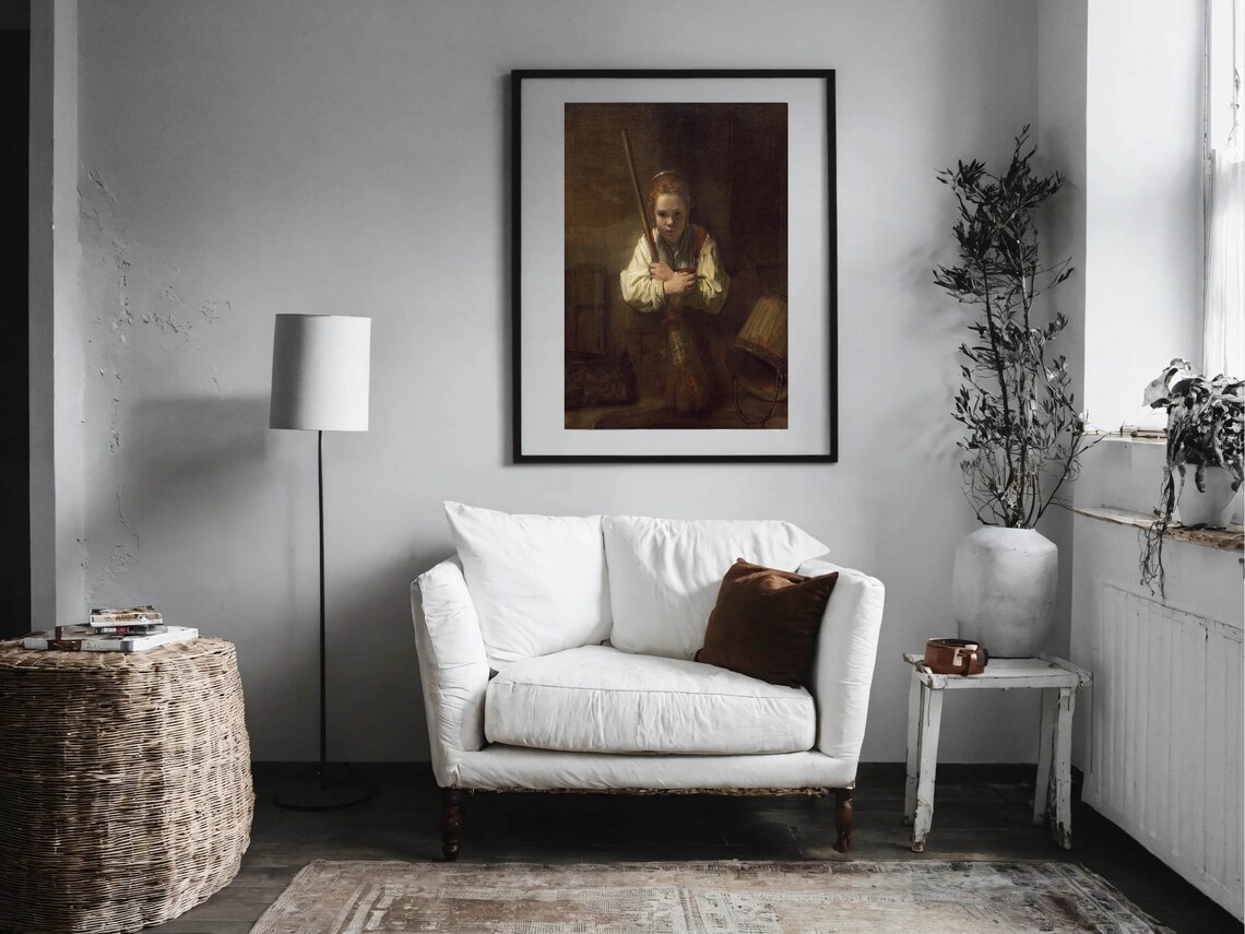 Rembrandt Girl with Broom Dutch Golden Age Portrait Oil Painting Poster - Image 4