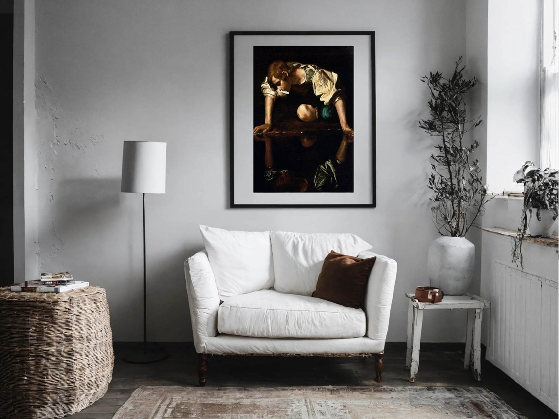 Caravaggio Narcissus at the Water Baroque Masterpiece Classic Print - Image 2