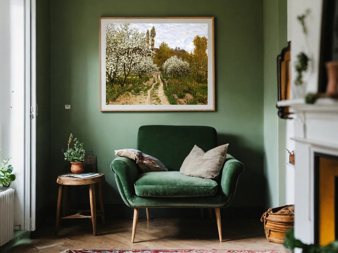 Monet Spring Blossom Orchard White Flowering Trees Garden Poster - Image 8