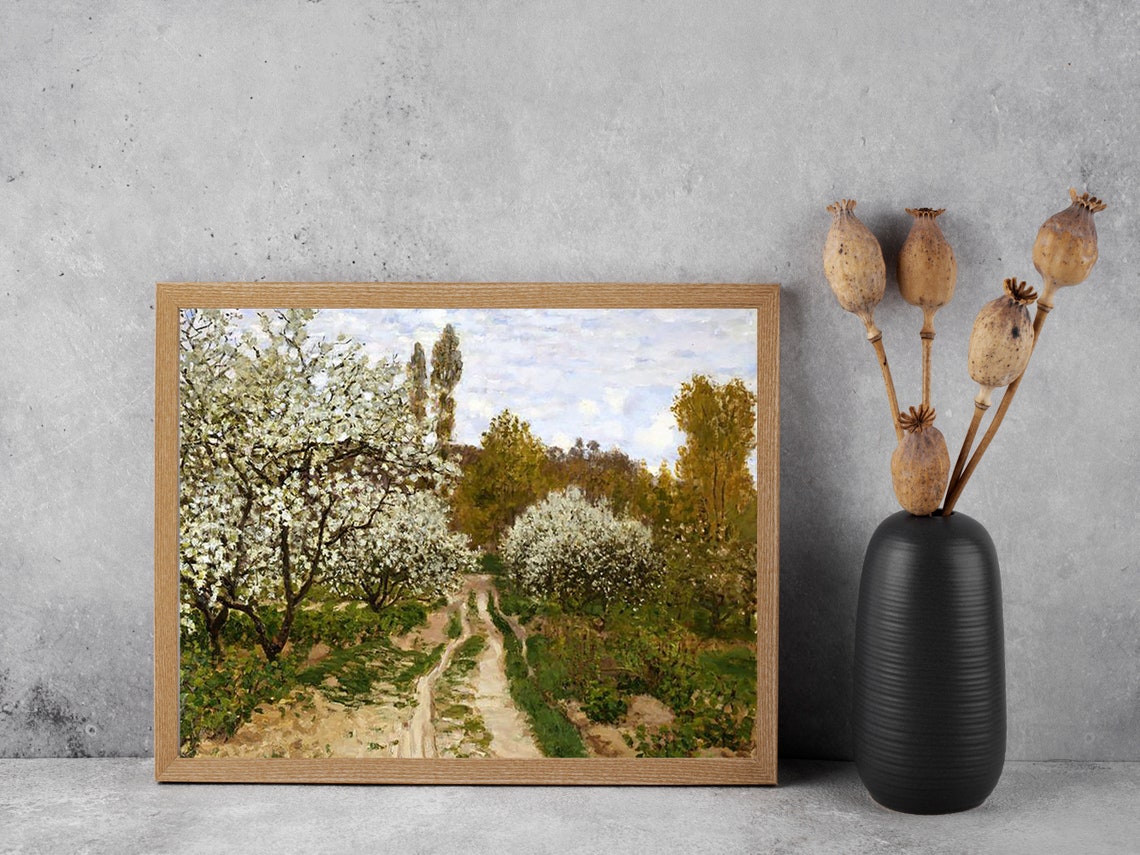 Monet Spring Blossom Orchard White Flowering Trees Garden Poster - Image 2