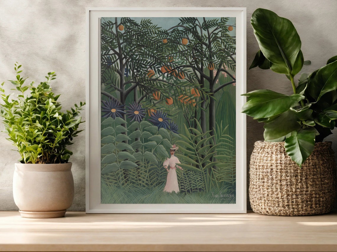 Henri Rousseau Woman Walking in Forest Exotic Tropical Jungle Print - Image 3