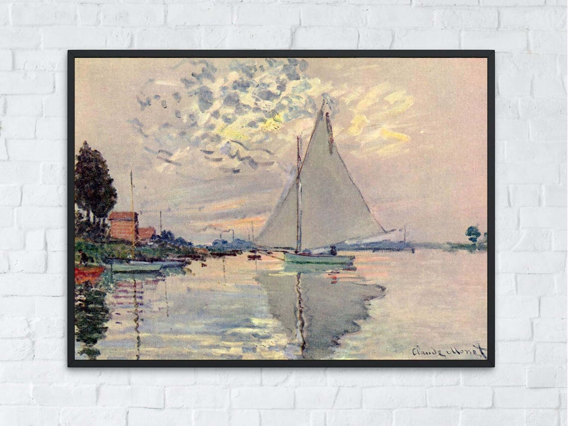 Claude Monet Print Sailboat At Le Petit Gennevilliers Poster Wall Art Poster Art Nature Inspired Classic Oil Sea Painting