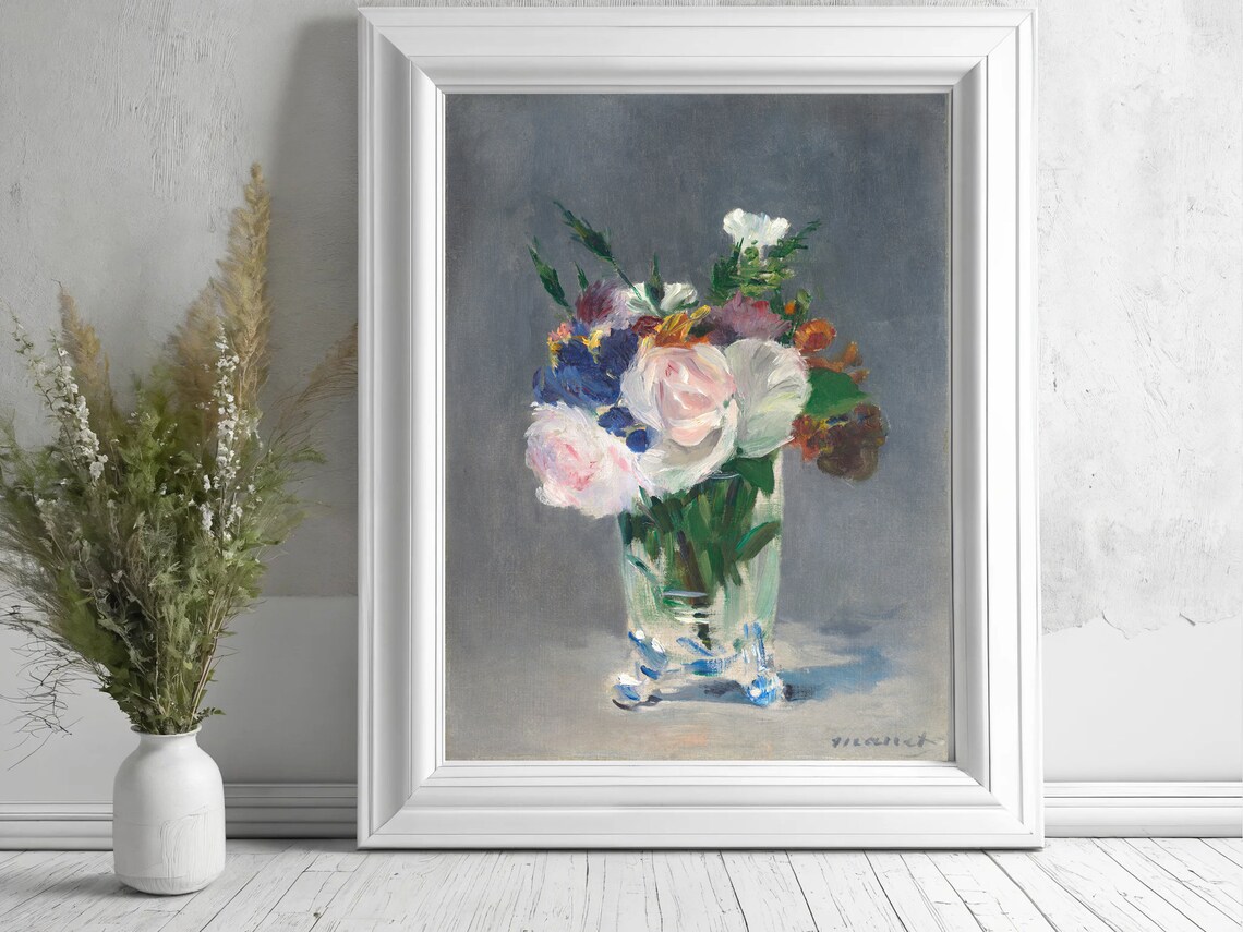 Edouard Manet Flowers in a Crystal Vase Floral Still Life Poster
