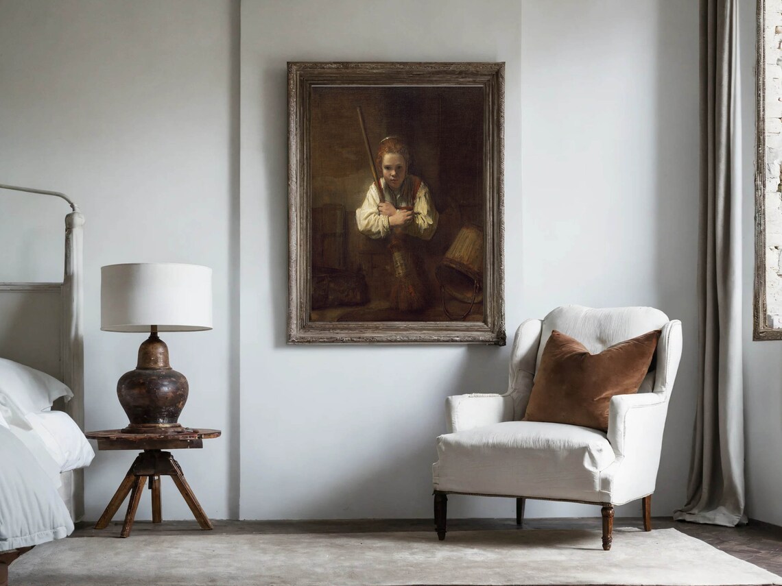 Rembrandt Girl with Broom Dutch Golden Age Portrait Oil Painting Poster - Image 5