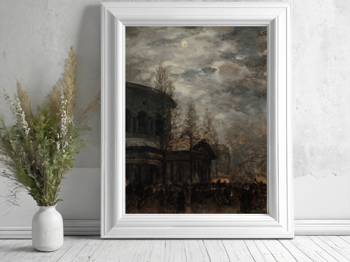 Moody Paris Nocturne Moonlit Cityscape Dark Academia Art Poster - Image 5