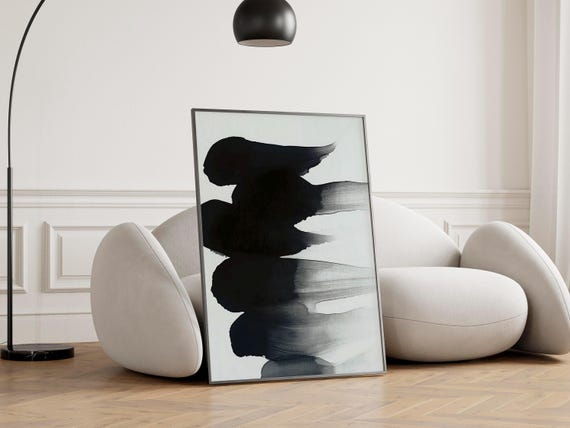 Brush Stroke Japandi Wall Art Wabi Sabi Minimalist Poster Zen Ink Wash Painting Abstract For Modern Calm Decor