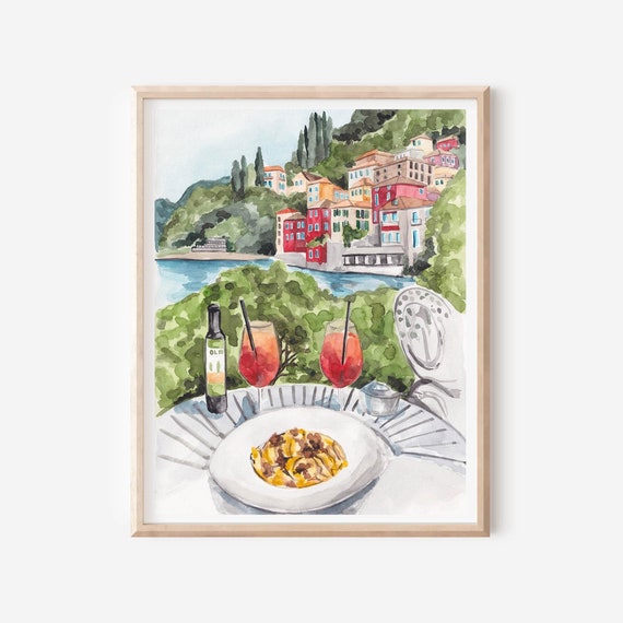 Come Lake Print Varenna Poster Italy Wall Decor Como Lake Art Travel Gift Italian Riviera Painting