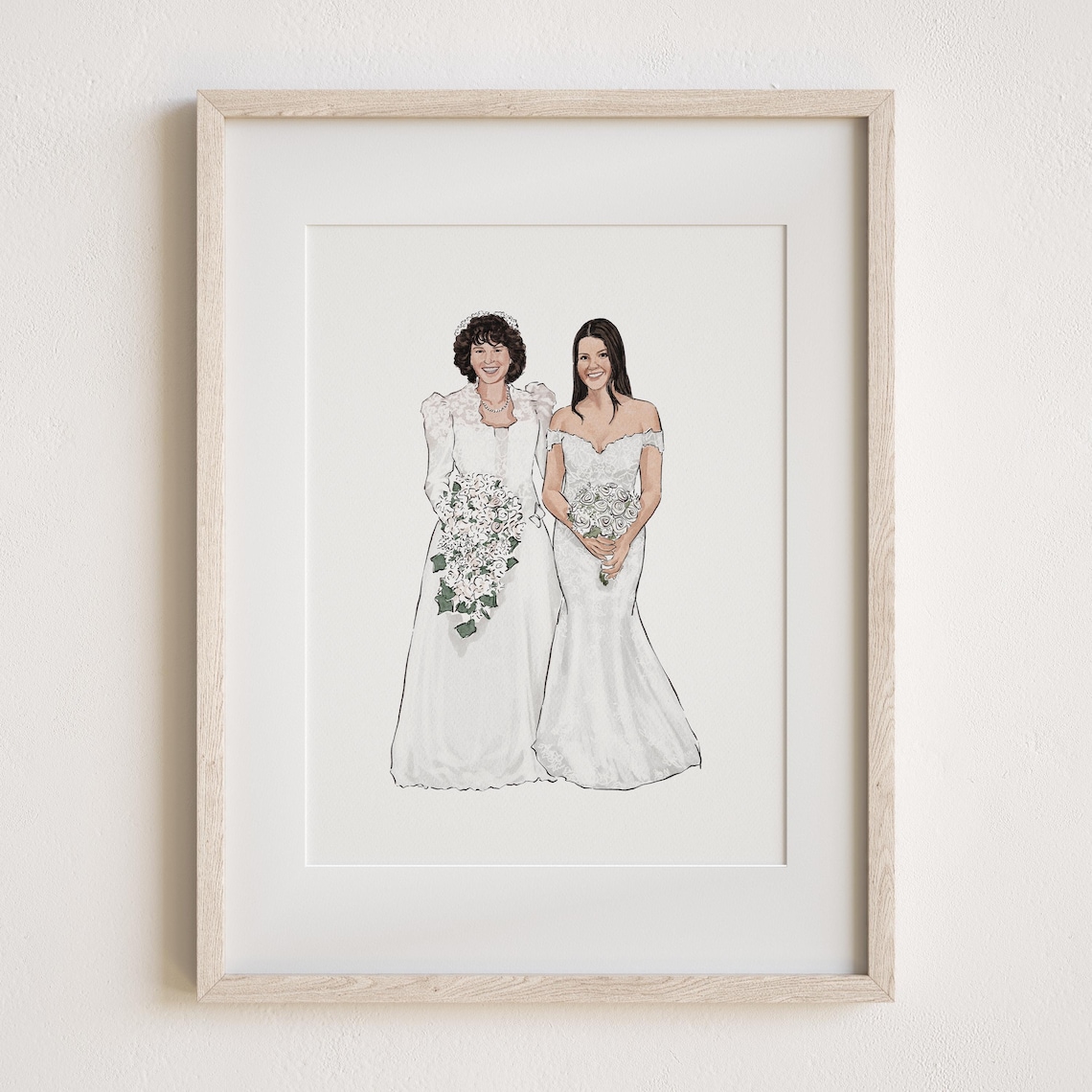 Generational Wedding Portrait Custom Wedding Dress Art Print