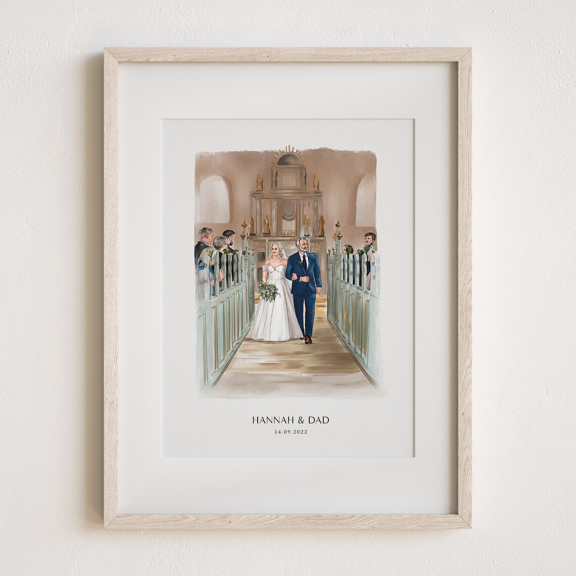 Personalized Father Of The Bride Portrait, Watercolor