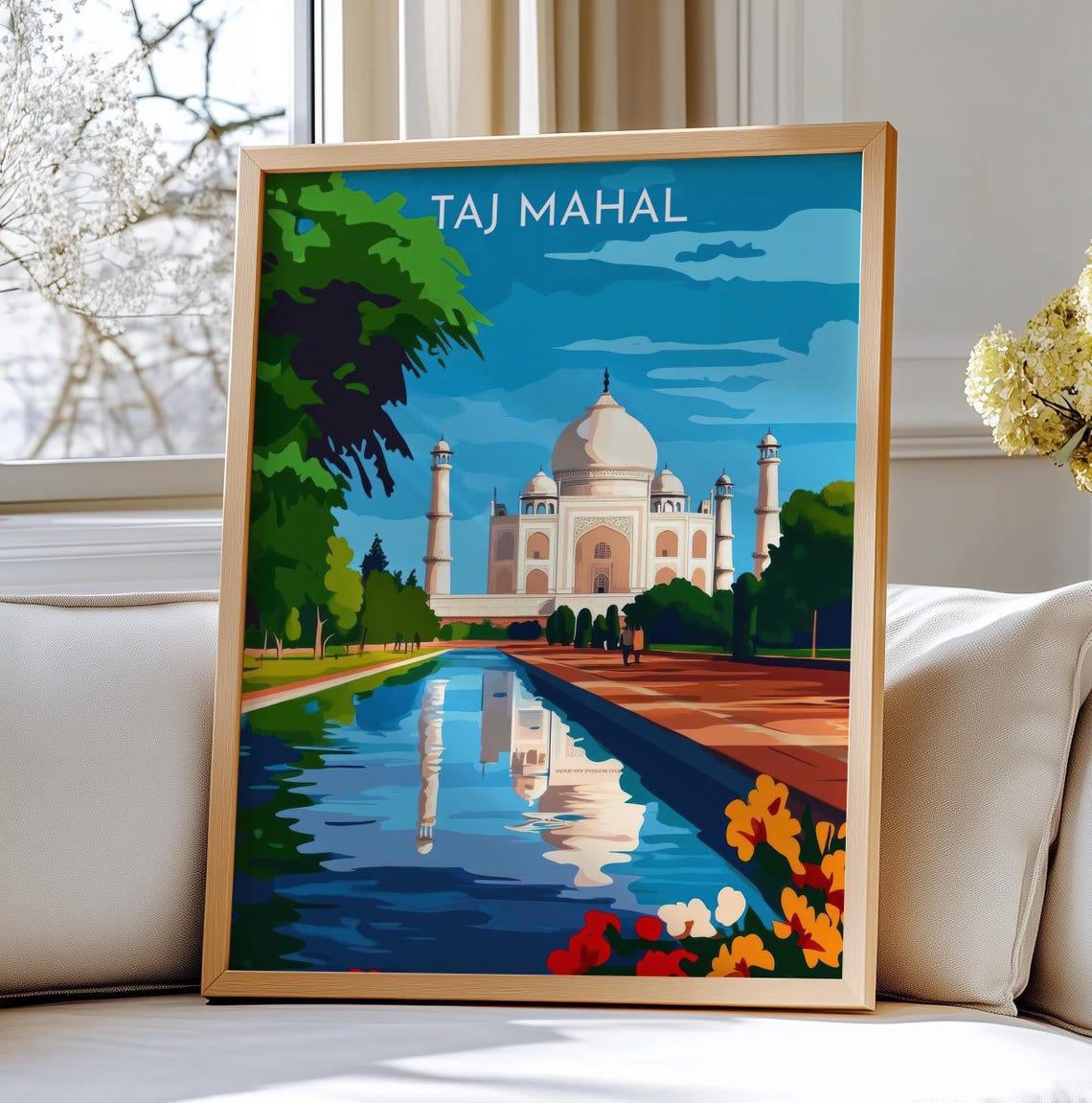 Taj Mahal India Iconic Landmark Reflecting Pool Poster Home Decor