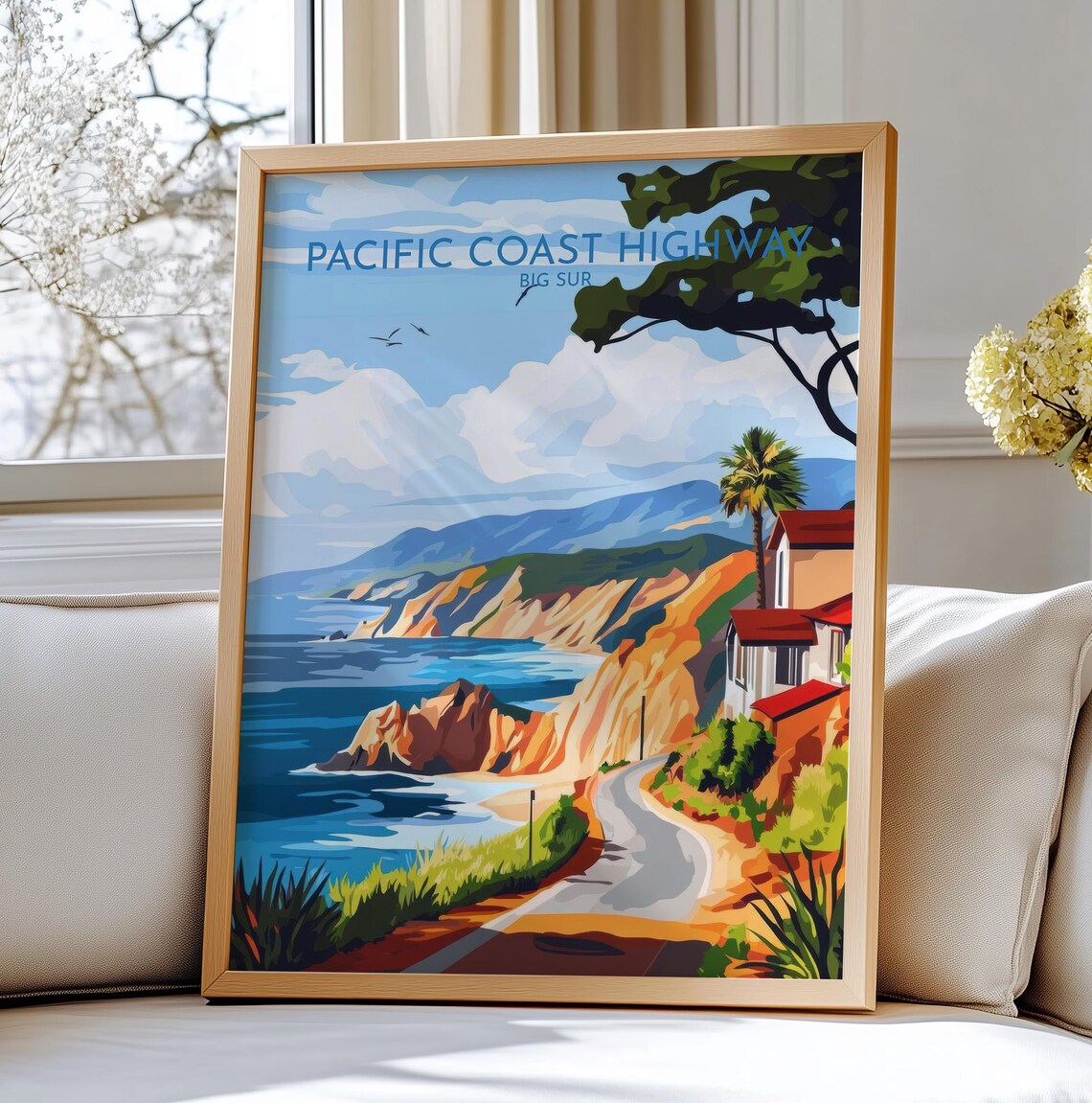 Pacific Coast Highway Big Sur Vintage California Travel Poster