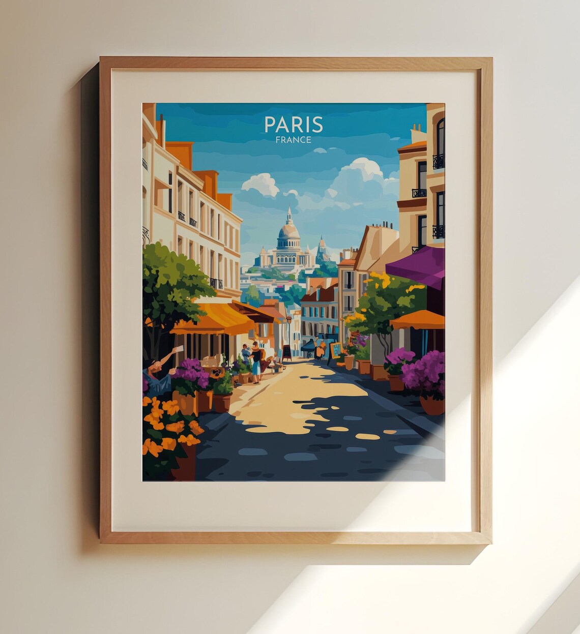 Paris France Montmartre Street View Sacre Coeur Basilica Art Poster