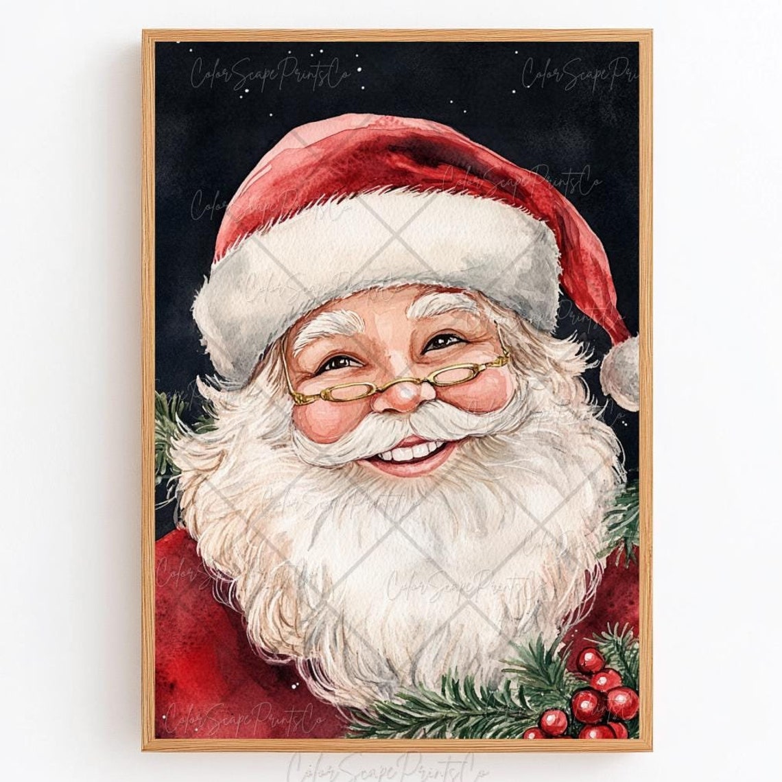Antique Santa Claus Painting Laughing Santa Print Cute Santa Picture Festive Holiday Print Cozy Christmas Wall Art Christmas Nursery Decor