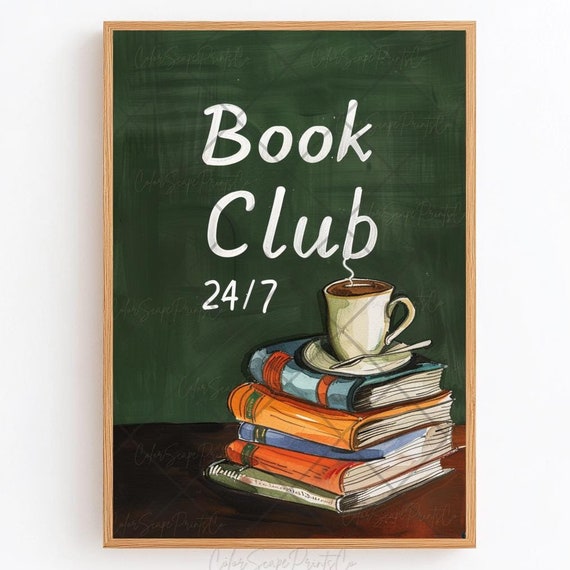 Book Club Poster Bookish Print Bookstore Print Books And Coffee Print Reading Nook Print Library Art Nyc Print Book Lover Wall Art Books Art