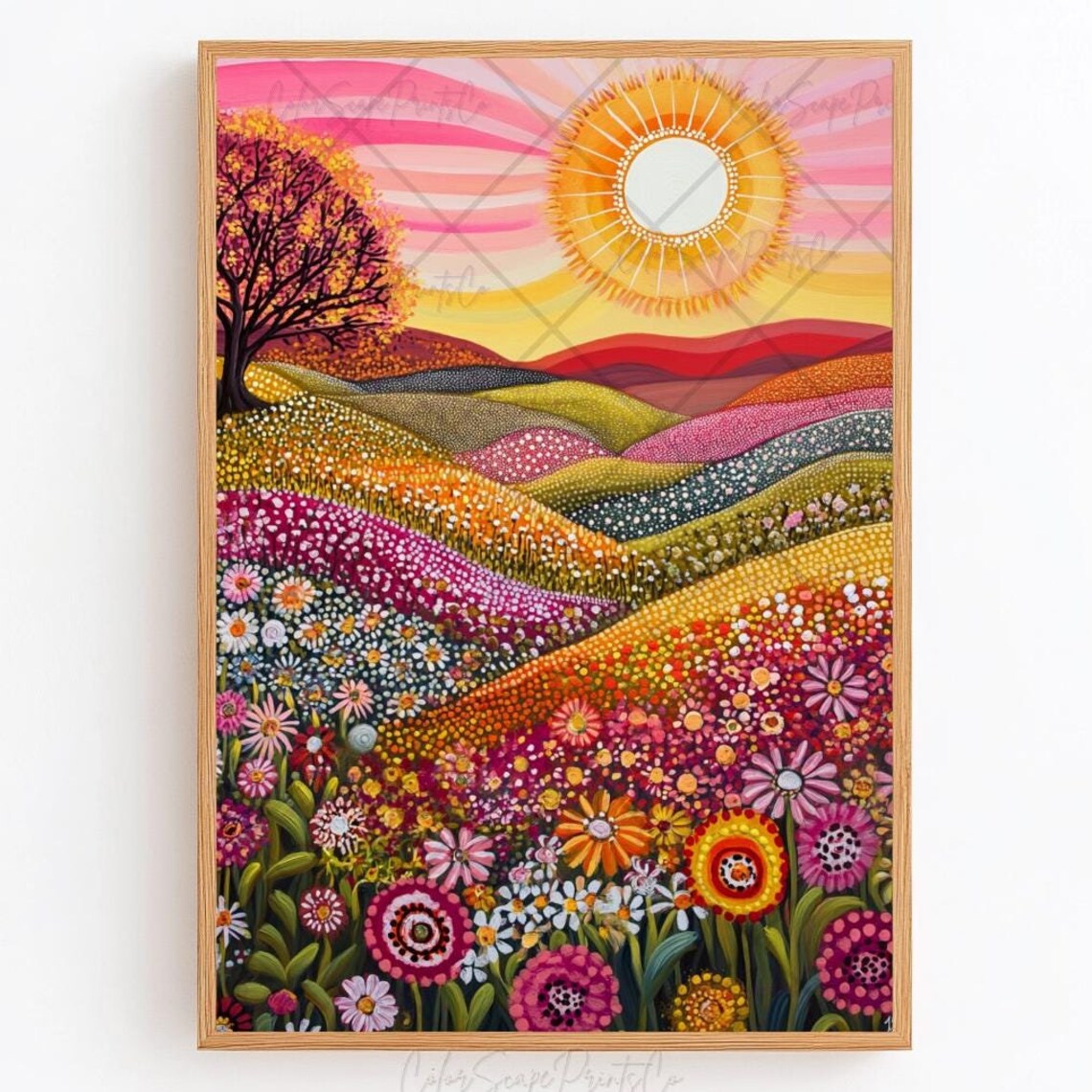 Vibrant Abstract Mountain Landscape Art Print