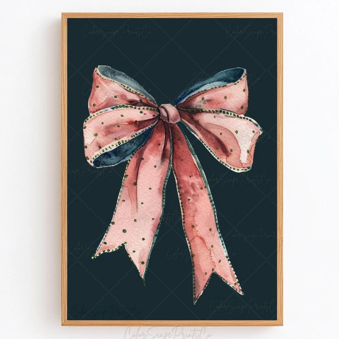 Christmas Bow Print Pink Christmas Coquette Painting Christmas Ornament Print Pink Christmas Festive Holiday Print Preppy Xmas Art