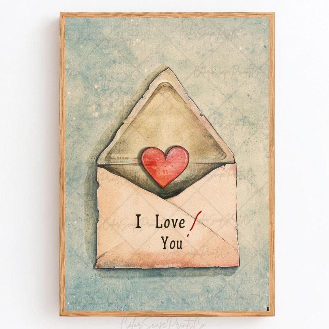 I Love You Print Love Letter Painting Love You Art Print Valentines Day Poster Love Heart Print Valentines Envelope Print Anniversary Print